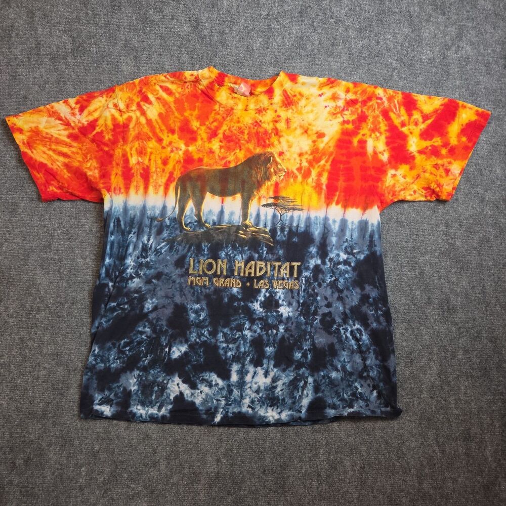 Vintage Deadstock MGM GRAND Lion Habitat TShirt Size XL Tie Dye Vegas 100%Cotton